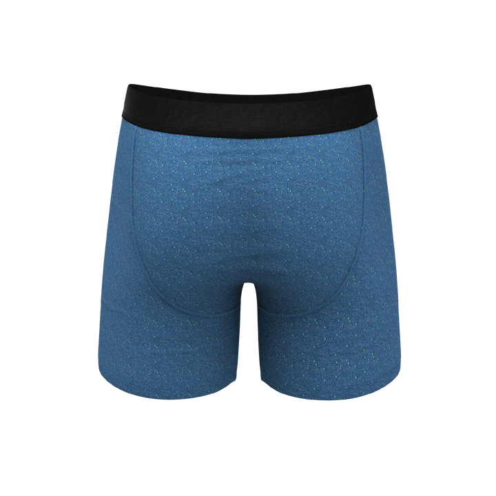 The Fleck Me: Men's Heather Blue Flecked Boxer Briefs with Ball Hammock® Pouch & Fly