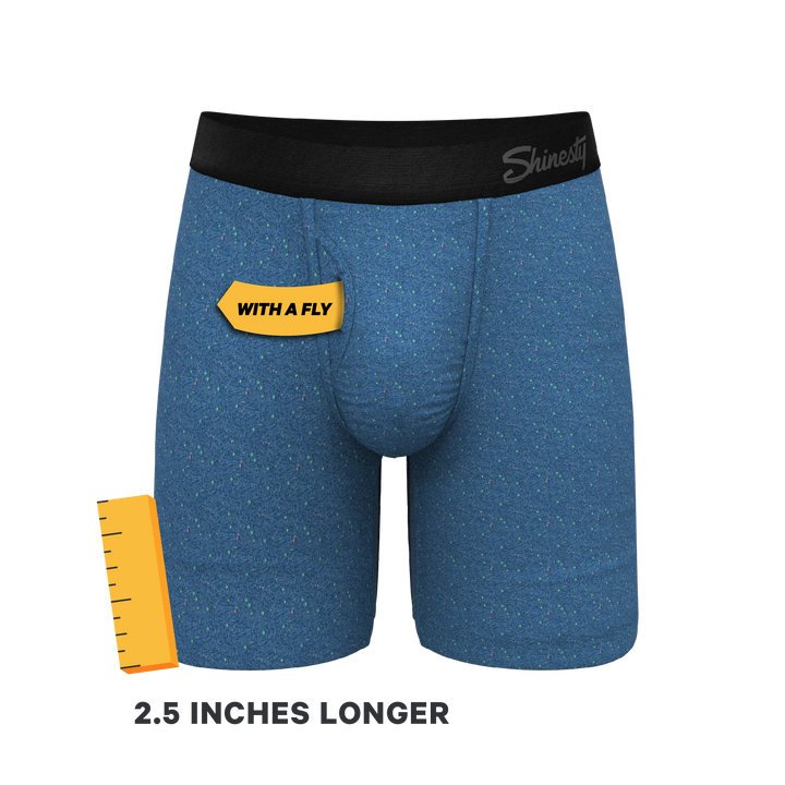 Shinesty "The Fleck Me" Heather Blue Flecked Long Leg Ball Hammock® Pouch Underwear With Fly