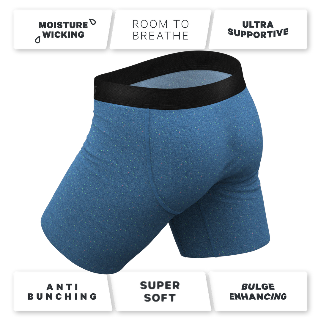 Shinesty "The Fleck Me" Heather Blue Flecked Long Leg Ball Hammock® Pouch Underwear With Fly