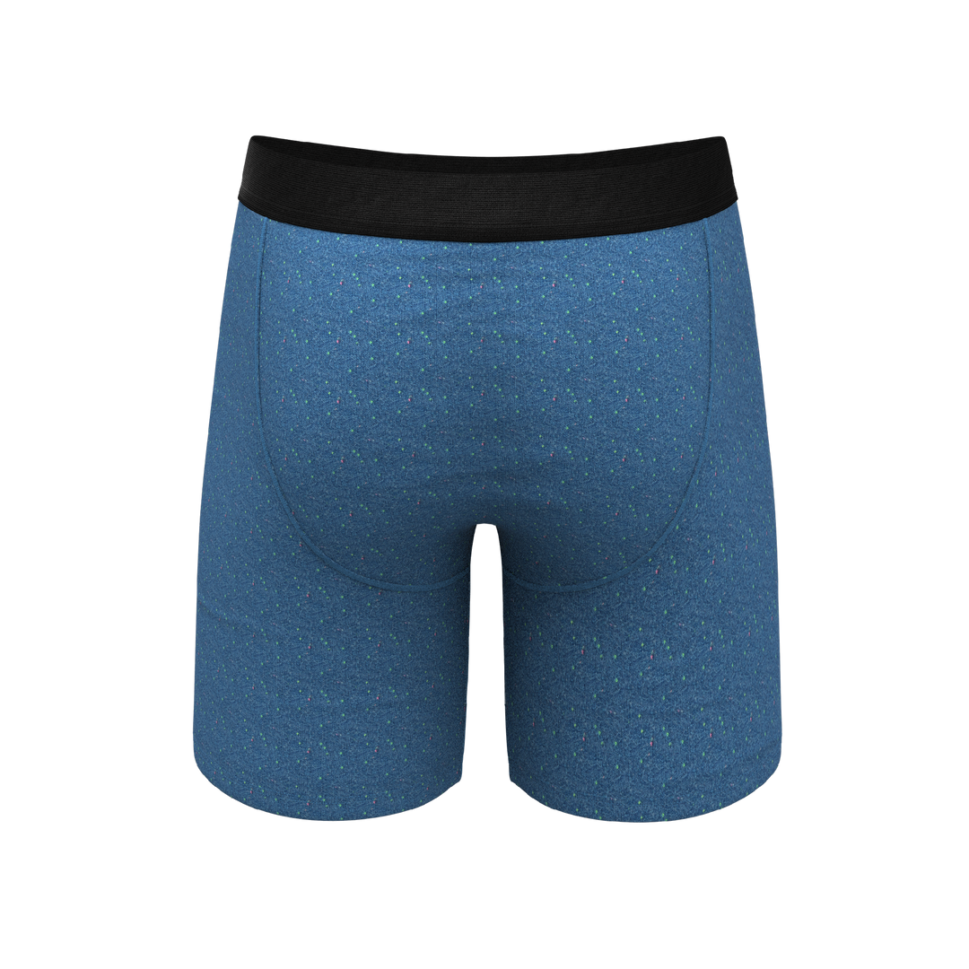 Shinesty "The Fleck Me" Heather Blue Flecked Long Leg Ball Hammock® Pouch Underwear With Fly