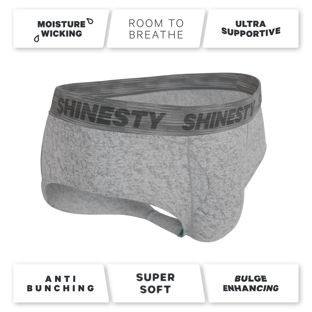 Shinesty The Flintstone heather grey black Ball Hammock pouch underwear briefs – men's heather grey brief