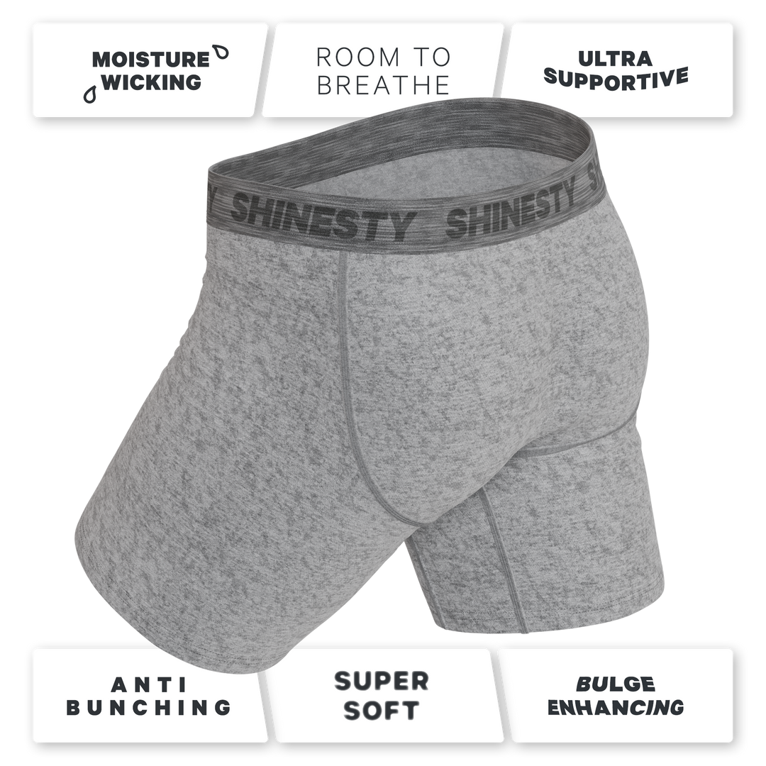 Shinesty The Flintstone heather grey black Ball Hammock long leg underwear with fly – grey long leg boxer