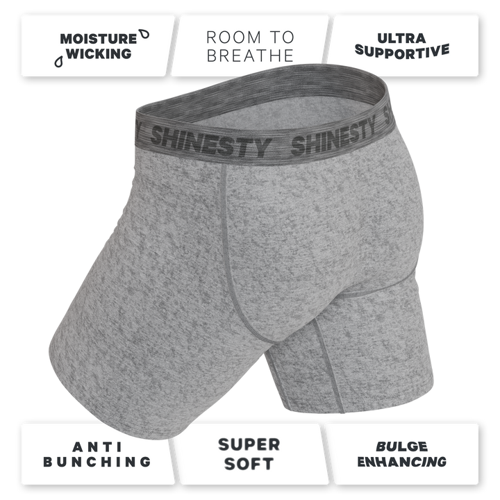 Shinesty The Flintstone heather grey black Ball Hammock long leg underwear with fly – grey long leg boxer