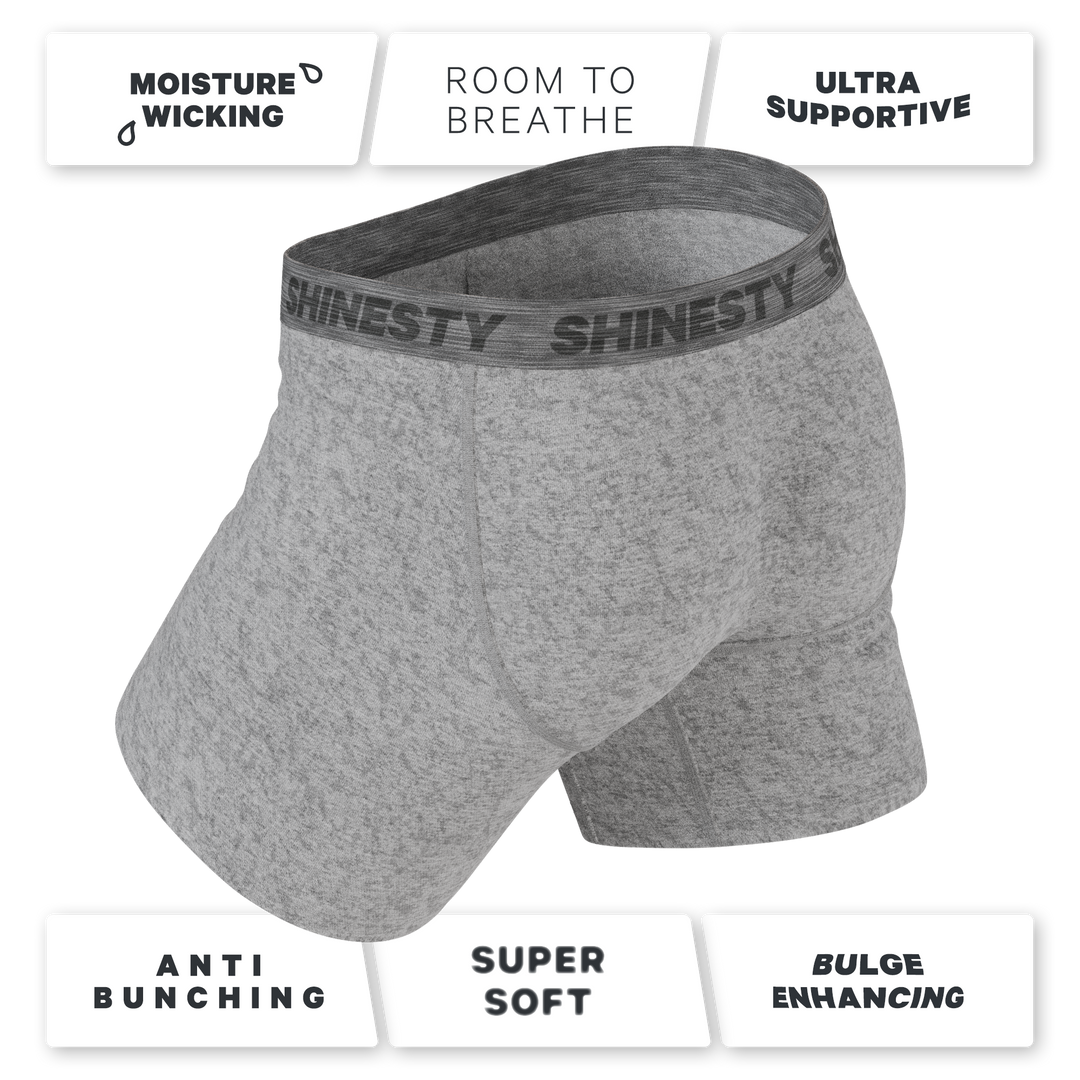 Shinesty The Flintstone heather grey black Ball Hammock pouch underwear – men's heather grey boxer briefs
