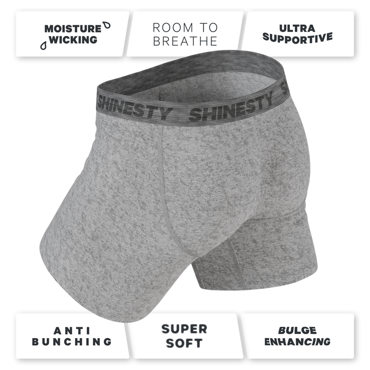 Shinesty The Flintstone heather grey black Ball Hammock pouch underwear – men's heather grey boxer briefs