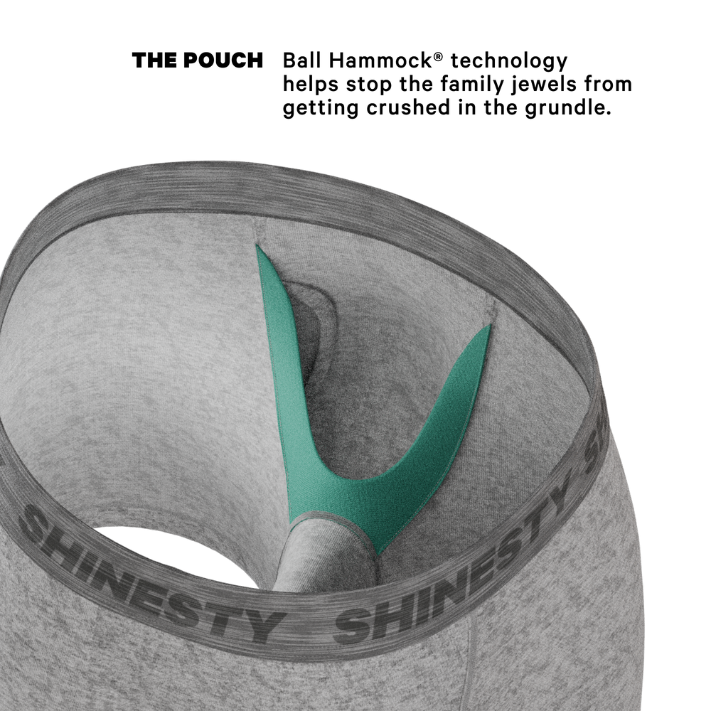 Shinesty The Flintstone heather grey black Ball Hammock underwear with fly – men's grey fly boxer brief