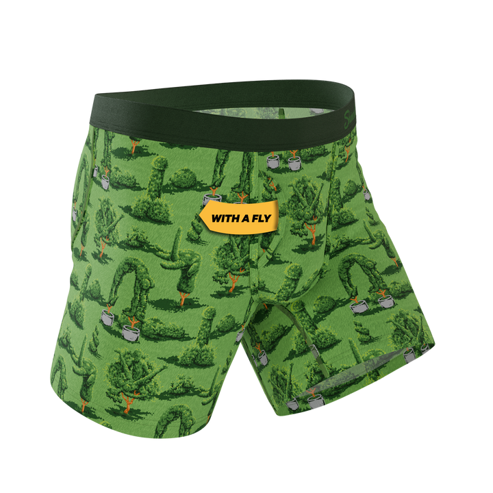 Shinesty Men's Ball Hammock® Pouch Boxer Briefs With Fly - "The Full Bush Bush Club" Funny Landscaping Print