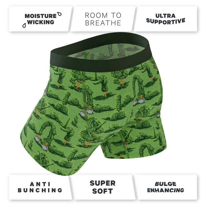 Shinesty Men's Ball Hammock® Pouch Boxer Briefs With Fly - "The Full Bush Bush Club" Funny Landscaping Print