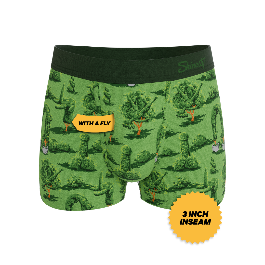 Shinesty Men’s Ball Hammock® Pouch Trunks - "The Full Bush Bush Club" Funny Landscaping Print Underwear