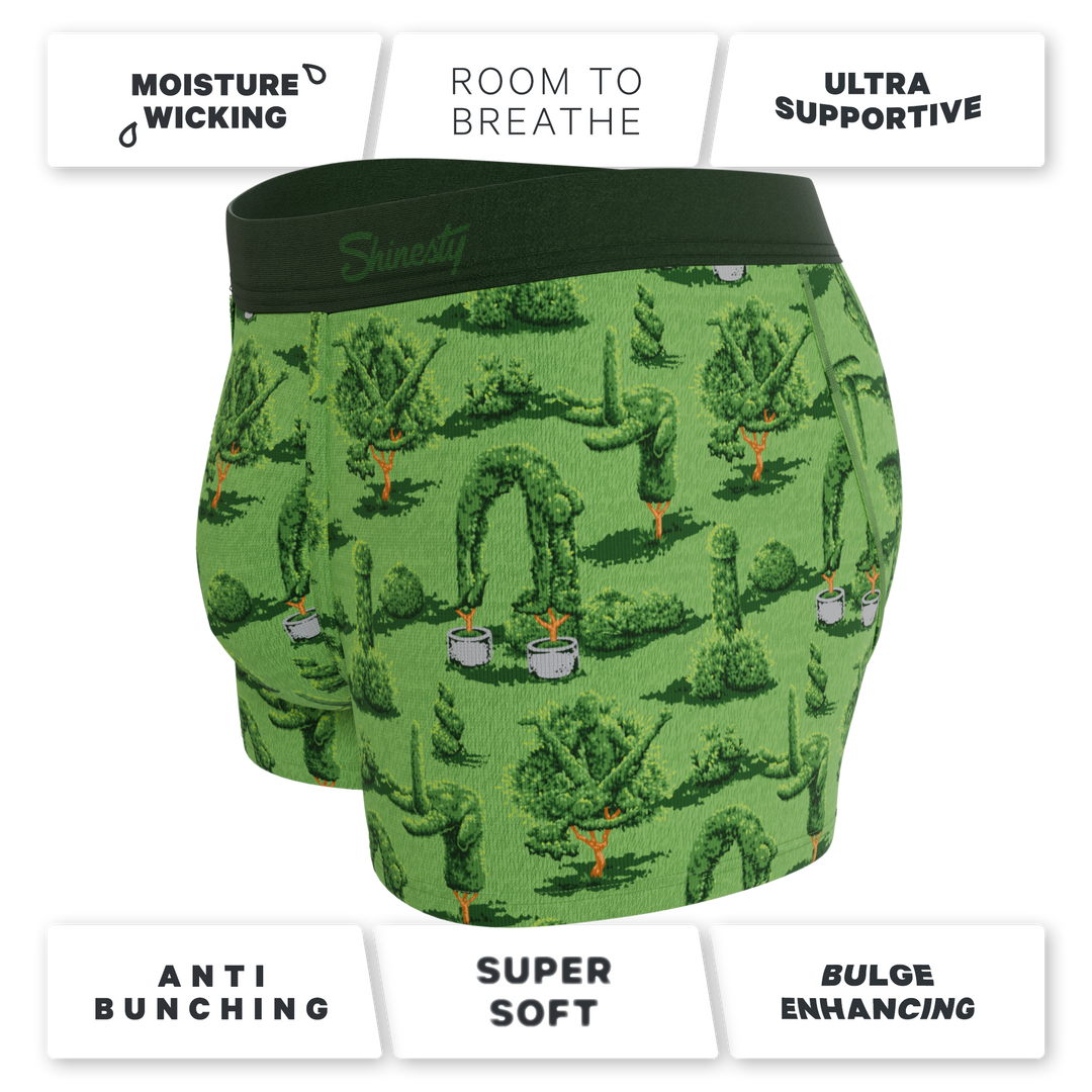 Shinesty Men’s Ball Hammock® Pouch Trunks - "The Full Bush Bush Club" Funny Landscaping Print Underwear