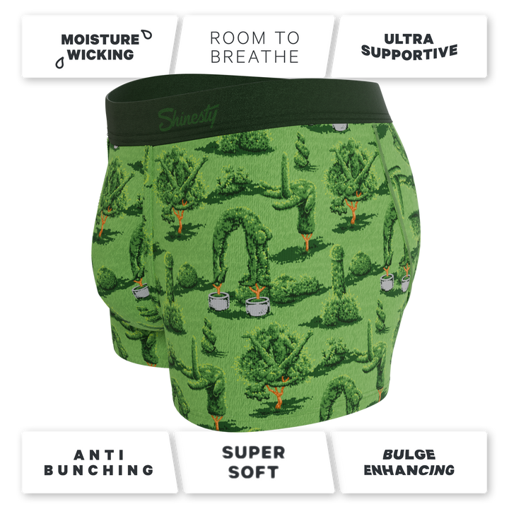 Shinesty Men’s Ball Hammock® Pouch Trunks - "The Full Bush Bush Club" Funny Landscaping Print Underwear
