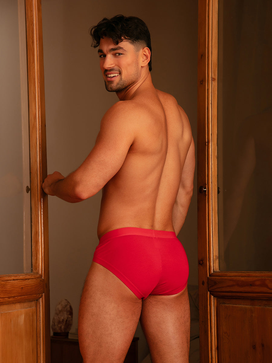 Body Aware Body Soft Vintage Brief in red – men's high-cut modal underwear brief