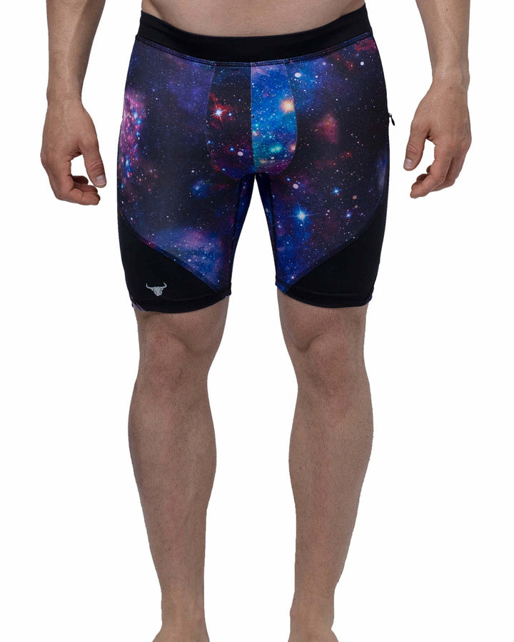 Matador Meggings Galaxy men's compression shorts – celestial print squat-proof hybrid shorts