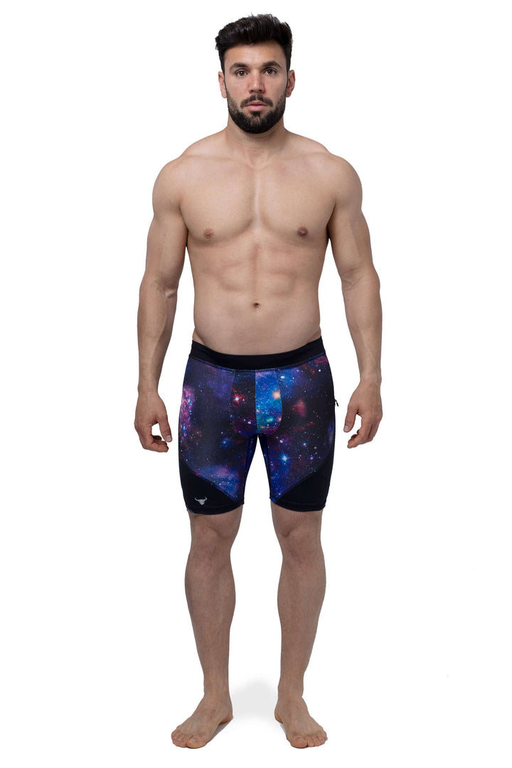 Matador Meggings Galaxy men's compression shorts – celestial print squat-proof hybrid shorts