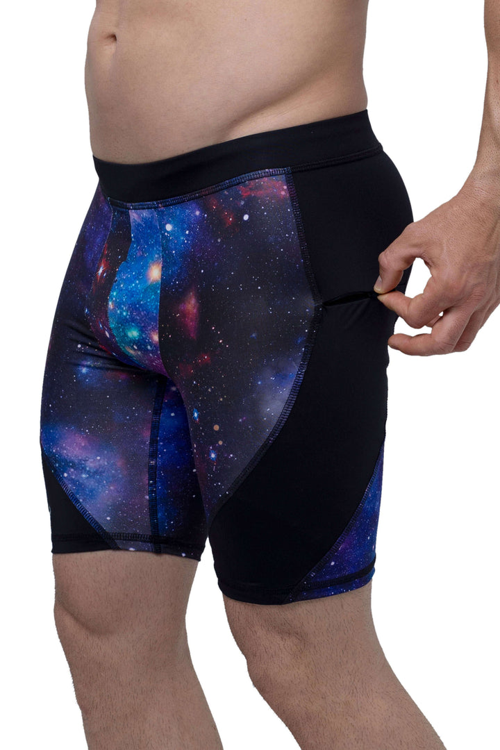 Matador Meggings Galaxy men's compression shorts – celestial print squat-proof hybrid shorts