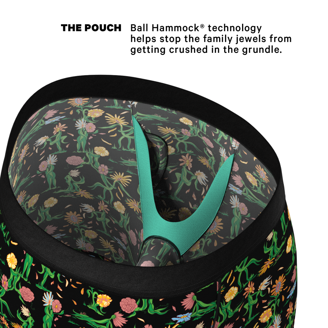 The Garden of Breedin Long Leg Boxer Briefs | Flower Pouch Underwear with Fly