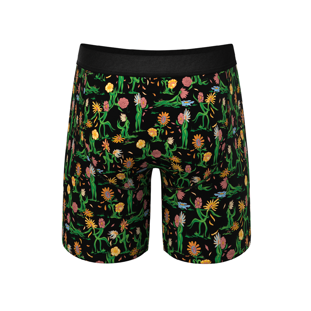 The Garden of Breedin Long Leg Boxer Briefs | Flower Pouch Underwear with Fly