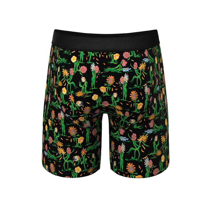 The Garden of Breedin Long Leg Boxer Briefs | Flower Pouch Underwear with Fly