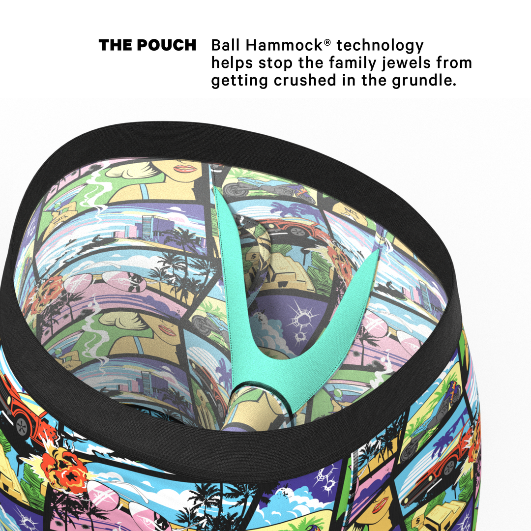 Shinesty "The Gas Pedal" Pop Art Long Leg Ball Hammock® Pouch Underwear with Fly