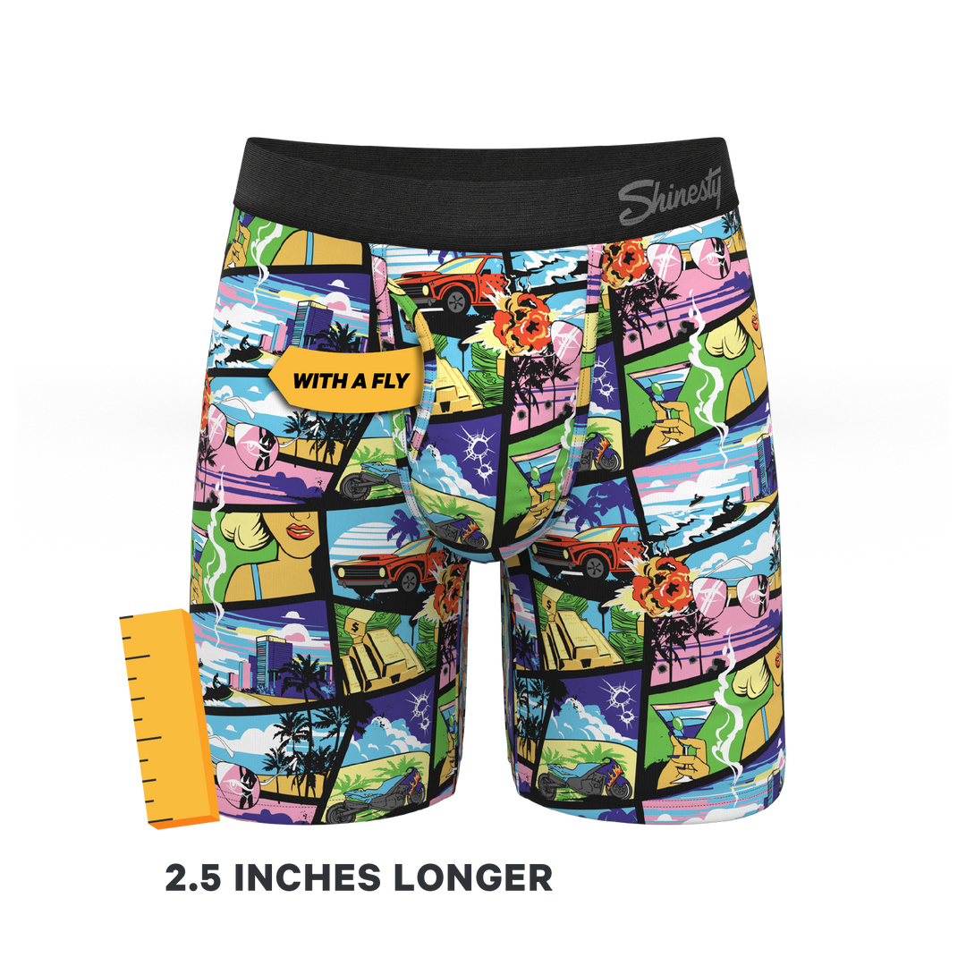 Shinesty "The Gas Pedal" Pop Art Long Leg Ball Hammock® Pouch Underwear with Fly