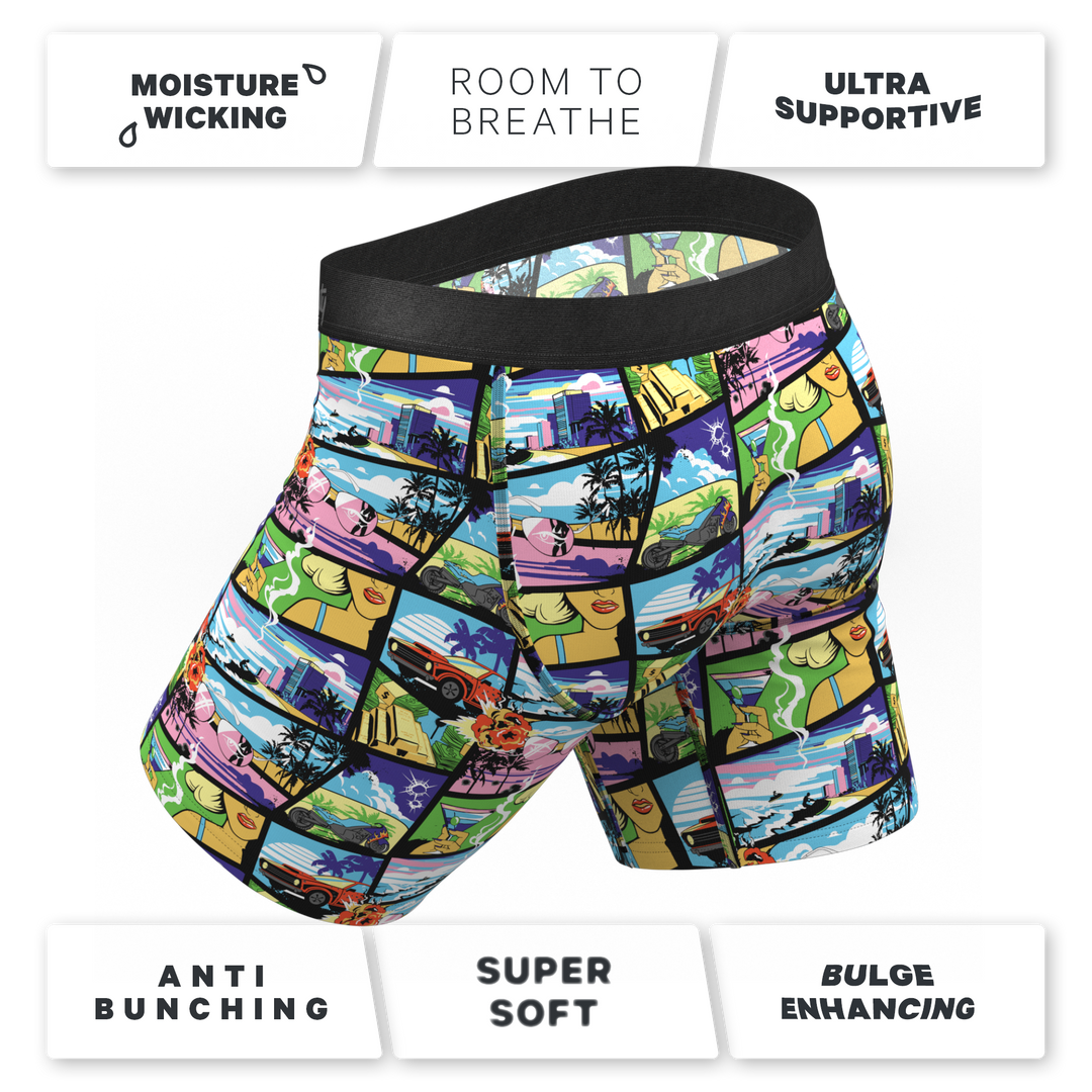 Shinesty "The Gas Pedal" Pop Art Long Leg Ball Hammock® Pouch Underwear with Fly