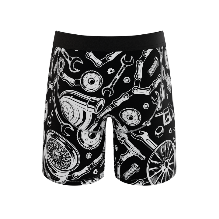 Shinesty The Gear Head stick shift Ball Hammock long leg underwear with fly – men's long leg boxer brief