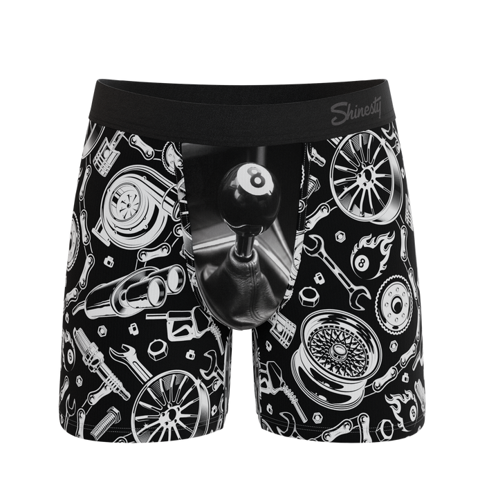 Shinesty The Gear Head stick shift Ball Hammock pouch underwear – men's stick shift print boxer briefs