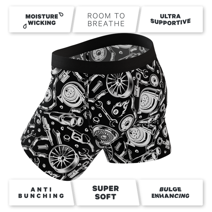 Shinesty The Gear Head stick shift Ball Hammock underwear with fly – men's stick shift print briefs fly