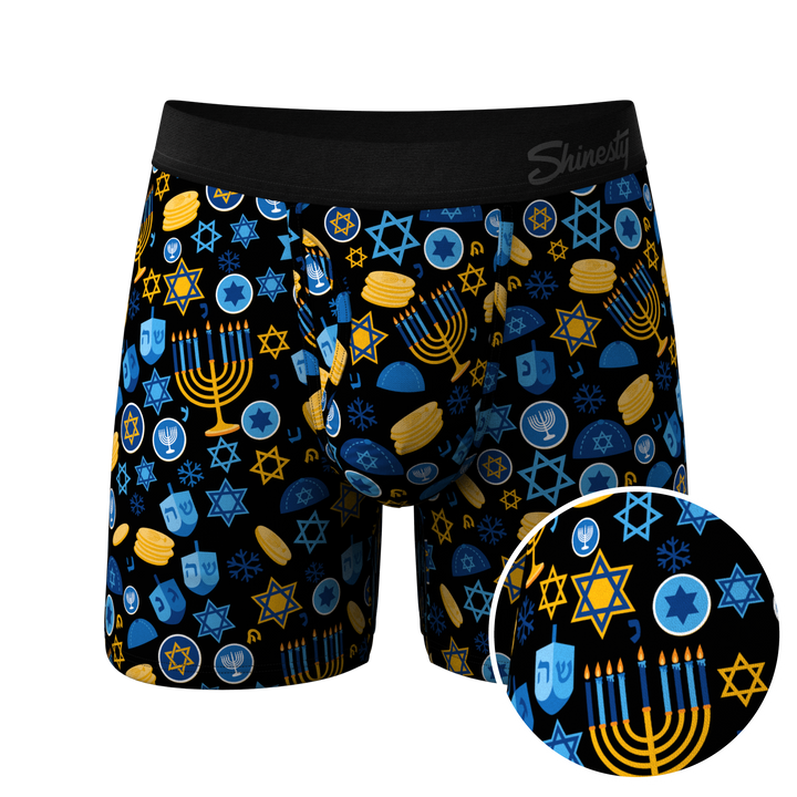 Shinesty "Gelty Pleasure" Hanukkah Ball Hammock® Pouch Underwear w/ Fly