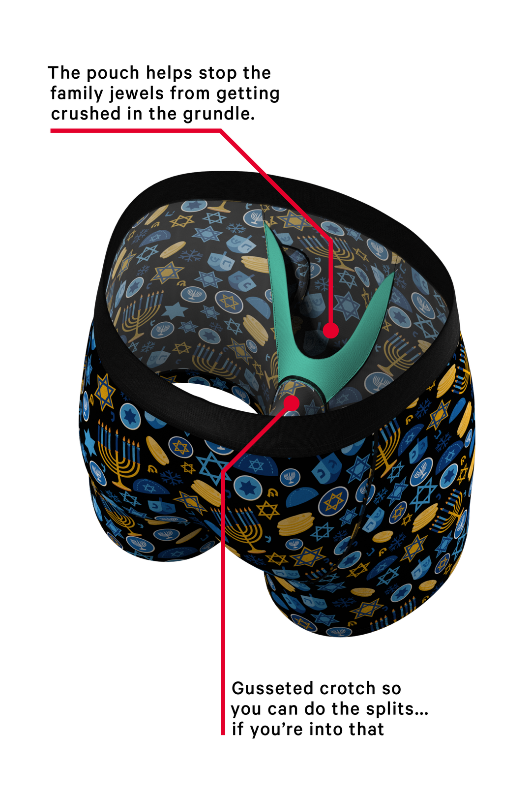 Shinesty "Gelty Pleasure" Hanukkah Ball Hammock® Pouch Underwear w/ Fly