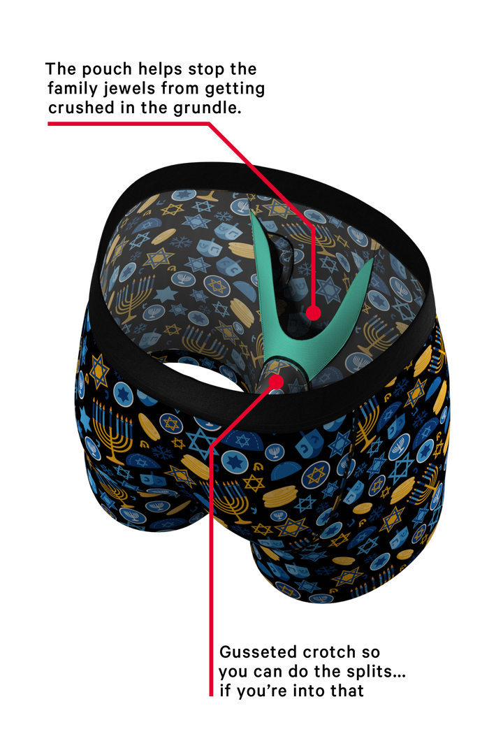 Shinesty "Gelty Pleasure" Hanukkah Ball Hammock® Pouch Underwear w/ Fly