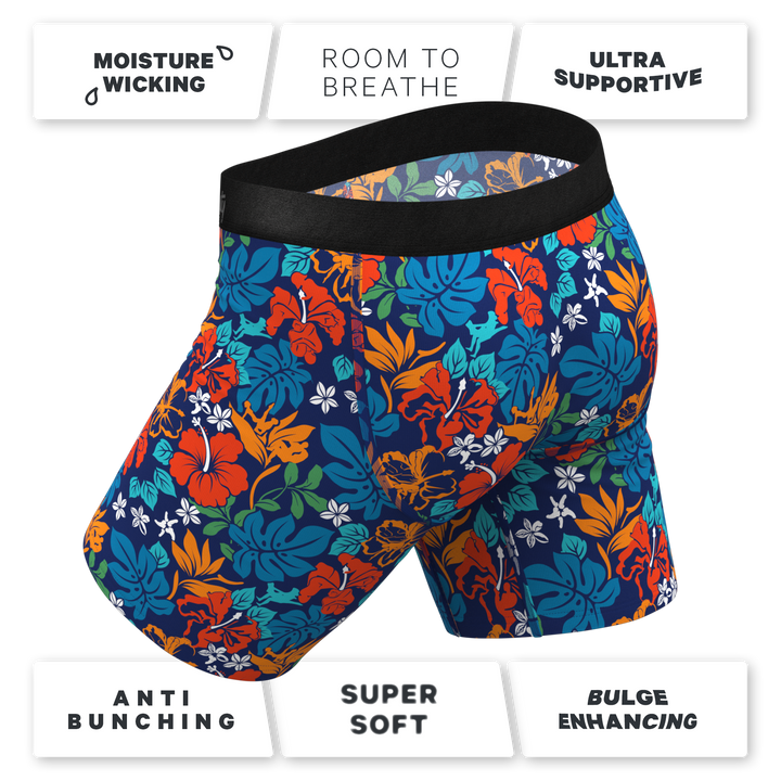 Shinesty "Get Lei'd" Naughty Tropical Long Leg Ball Hammock® Pouch Underwear with Fly