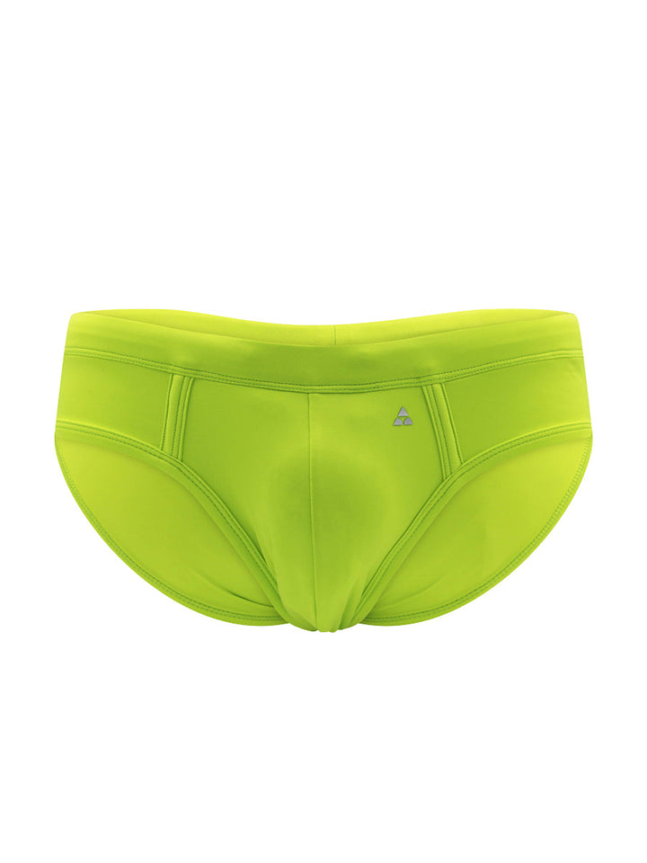 Body Aware Sport Swim Brief in acid lime – men's sporty swim brief with lined contoured pouch