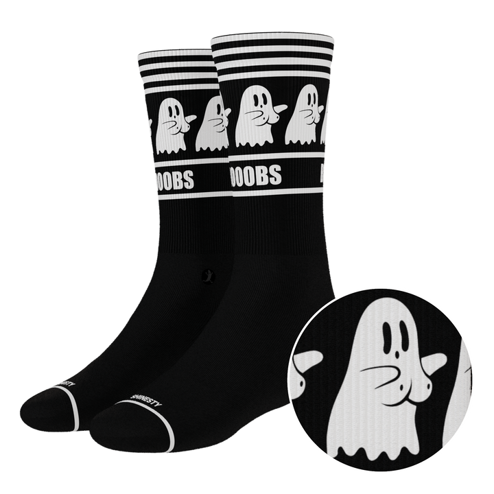 Shinesty The Ghoul Next Door busty ghost Heel Hammock crew socks – men's ghost print crew socks