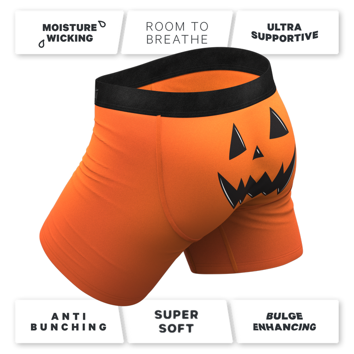 Shinesty "The Good Gourd" Jack O' Lantern Ball Hammock® Pouch Boxer Briefs (With Fly)