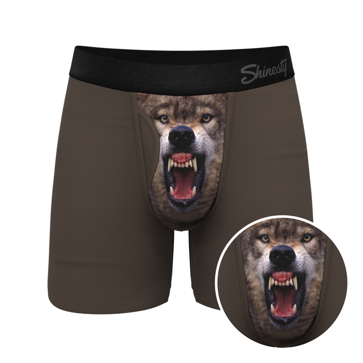Shinesty "The Grey's Growl" Wolf Ball Hammock® Pouch Boxer Briefs (With Fly)