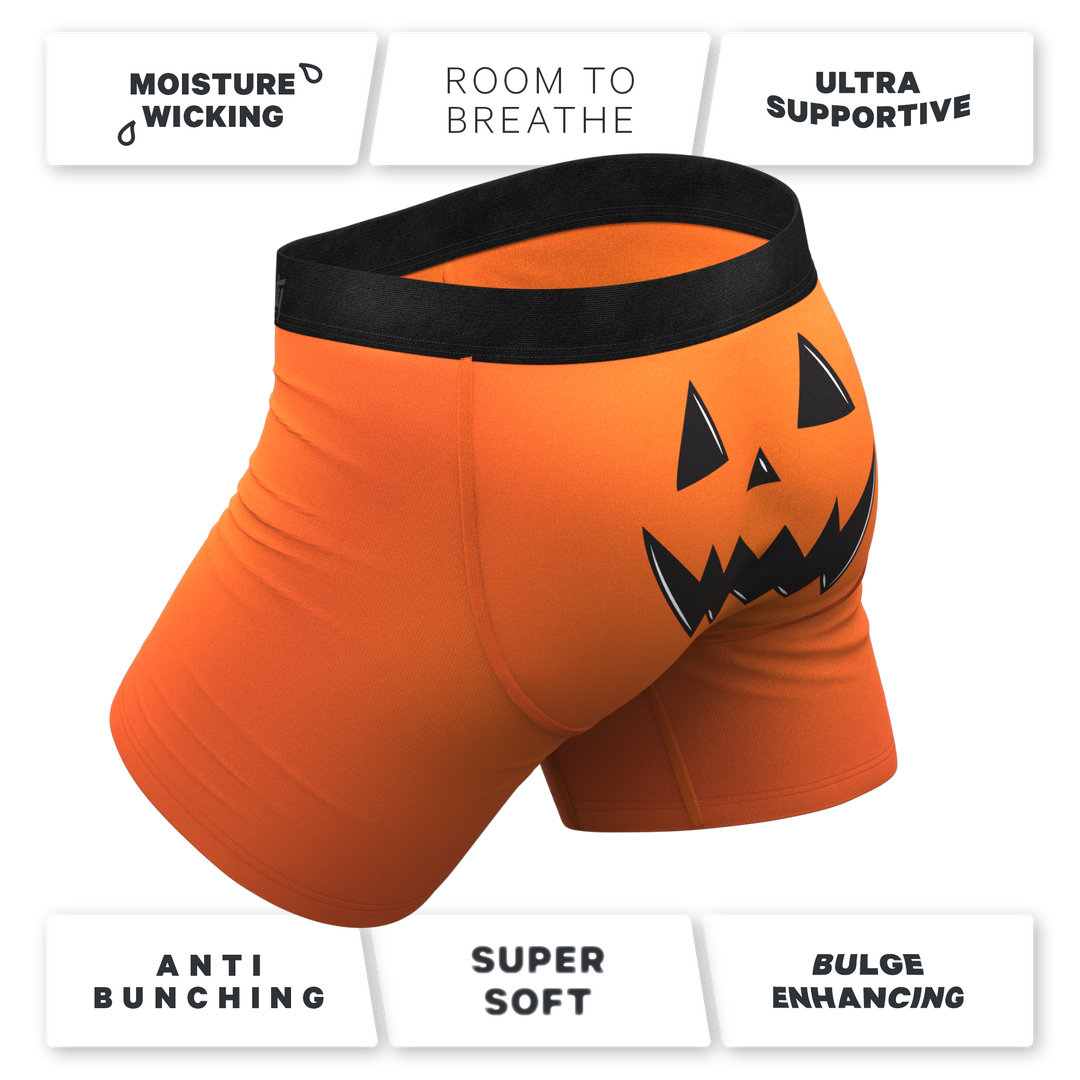 Shinesty "The Good Gourd" Jack O' Lantern Print Ball Hammock® Pouch Boxer Briefs (No Fly)