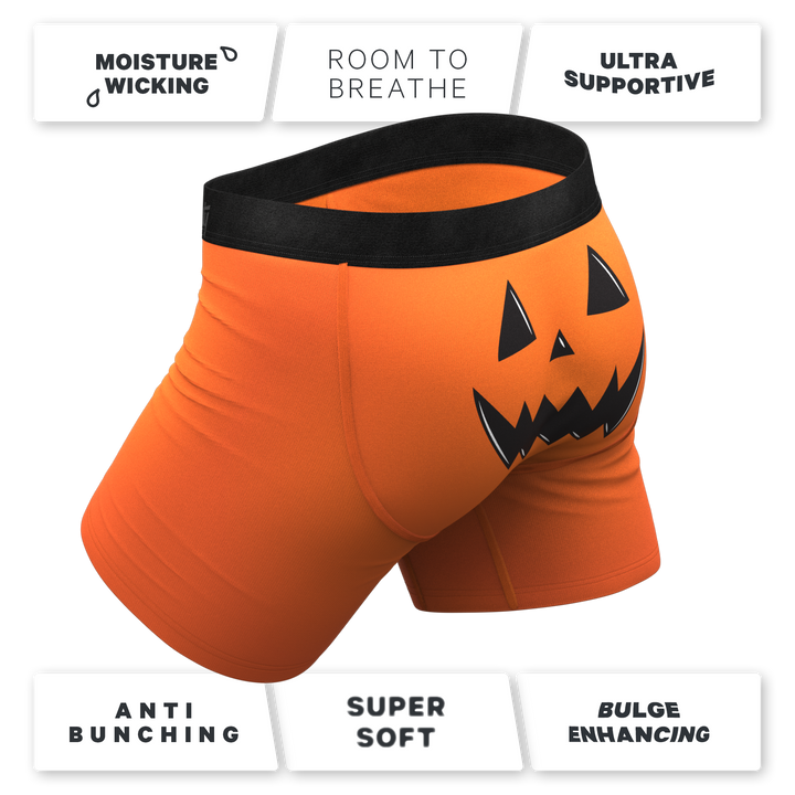 Shinesty "The Good Gourd" Jack O' Lantern Print Ball Hammock® Pouch Boxer Briefs (No Fly)