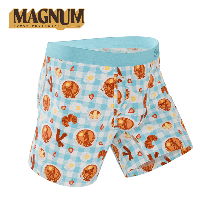 The Good Moaning Naughty Breakfast Ball Hammock® Pouch Underwear with Fly - Blue Gingham