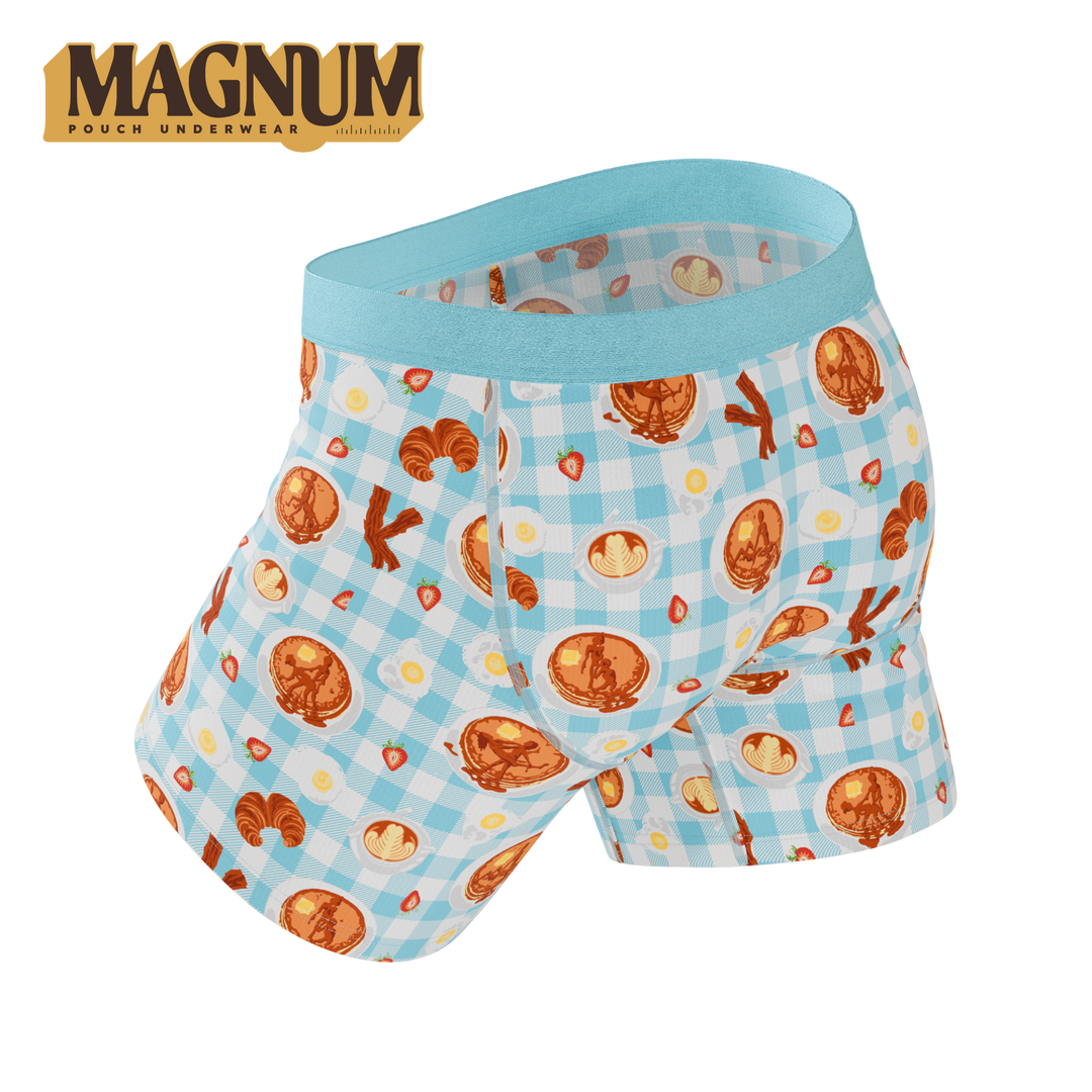 The Good Moaning Naughty Breakfast Ball Hammock® Pouch Underwear with Fly - Blue Gingham