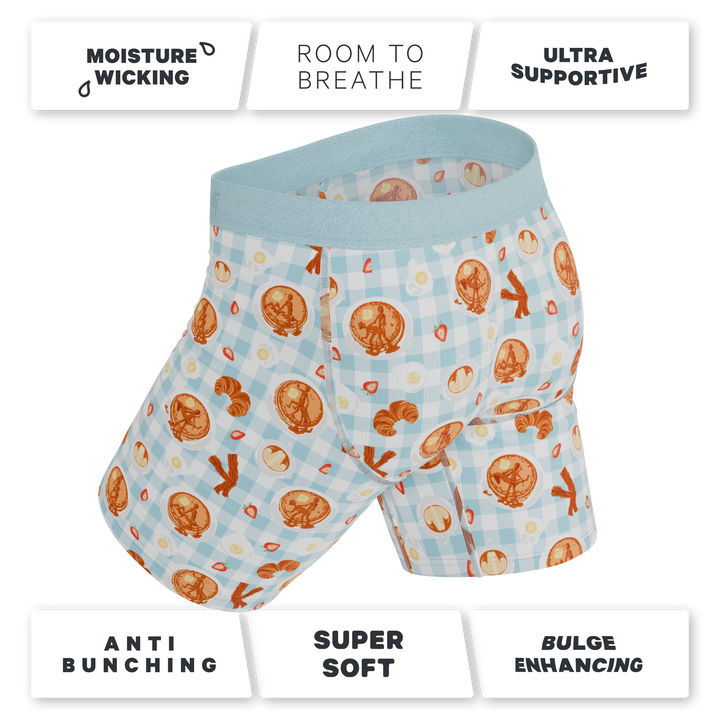 The Good Moaning Naughty Breakfast Long Leg Ball Hammock® Pouch Underwear With Fly by Shinesty