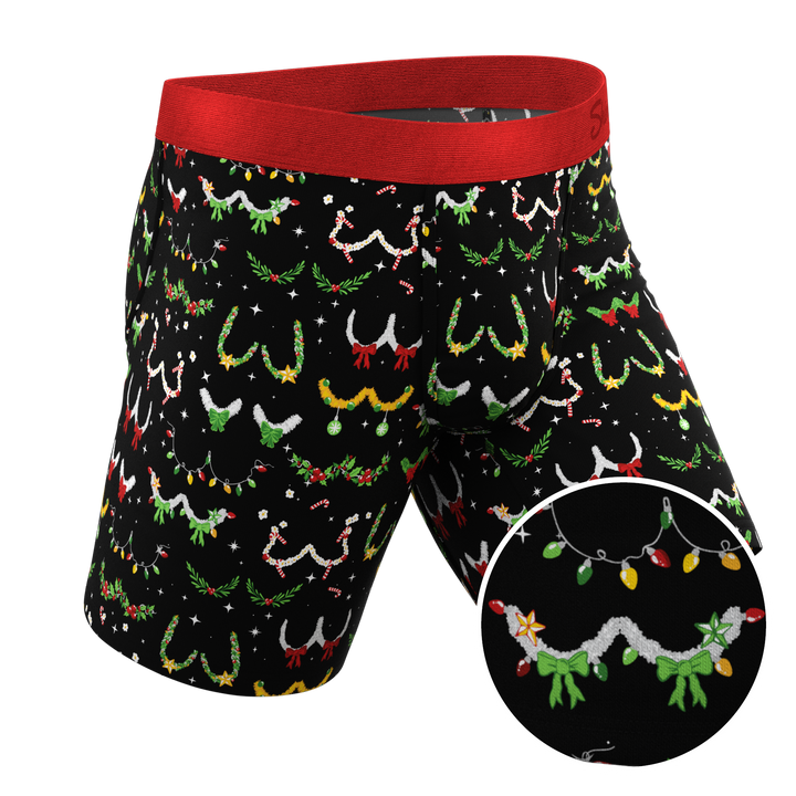 The Goodie Garland Christmas Tinsel Busts Long Leg Ball Hammock® Underwear with Fly