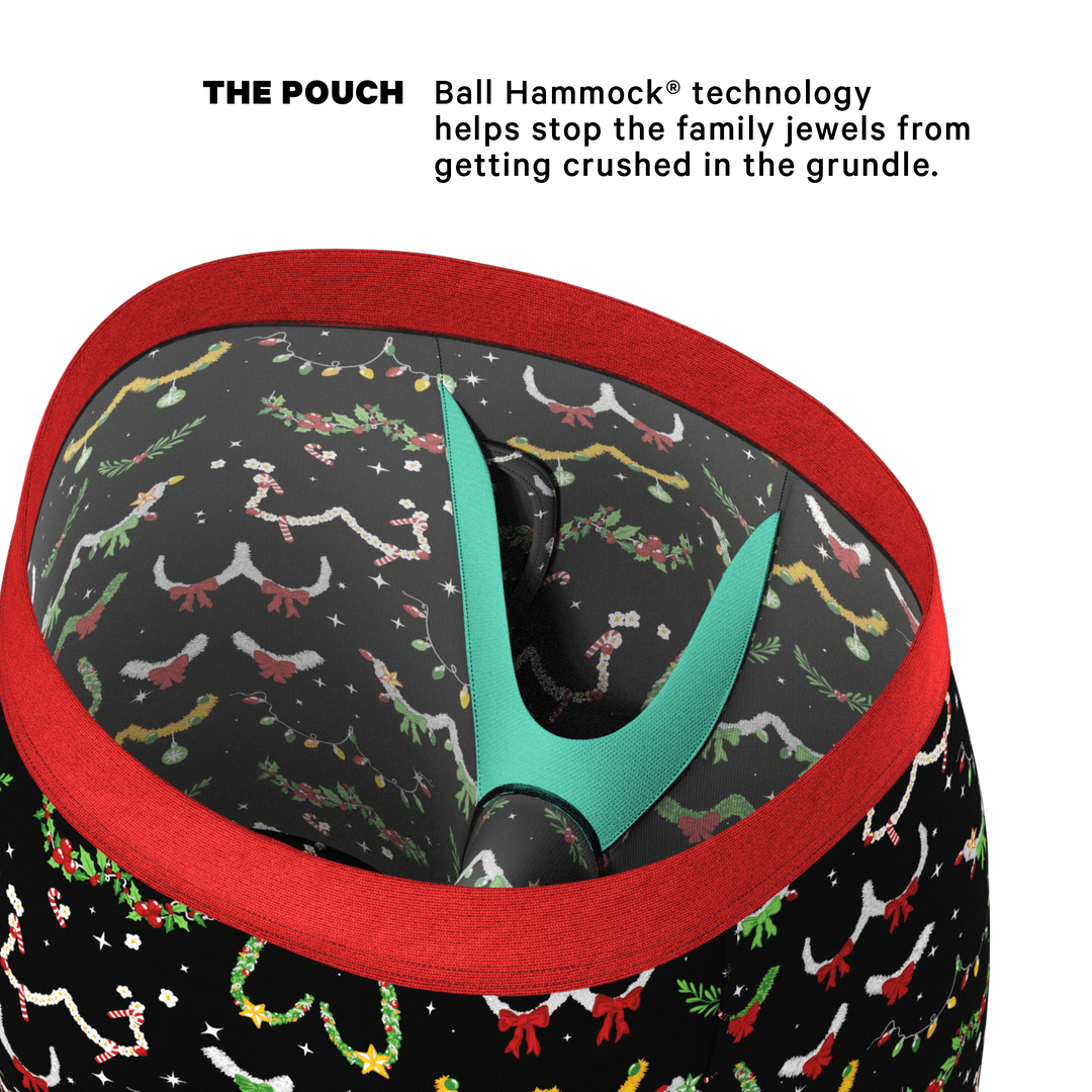 The Goodie Garland Christmas Tinsel Busts Long Leg Ball Hammock® Underwear with Fly