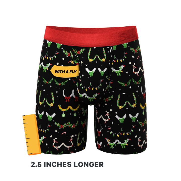 The Goodie Garland Christmas Tinsel Busts Long Leg Ball Hammock® Underwear with Fly