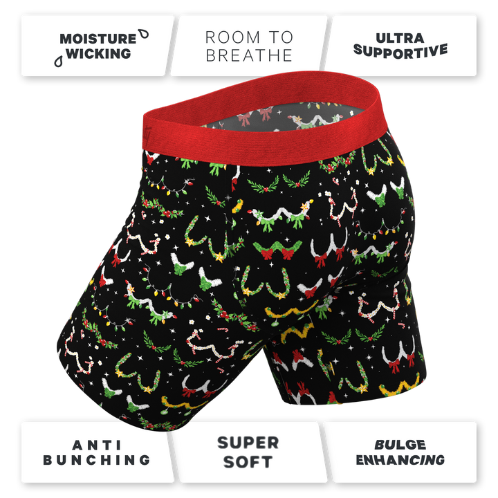 The Goodie Garland Christmas Tinsel Busts Long Leg Ball Hammock® Underwear with Fly