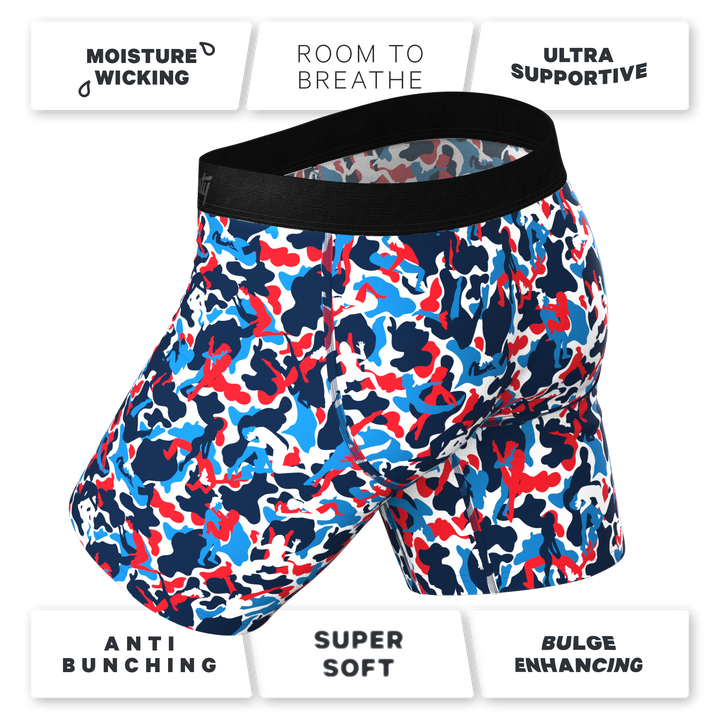 Shinesty The Grand Finale USA Camouflage Long Leg Ball Hammock® Pouch Underwear with Fly