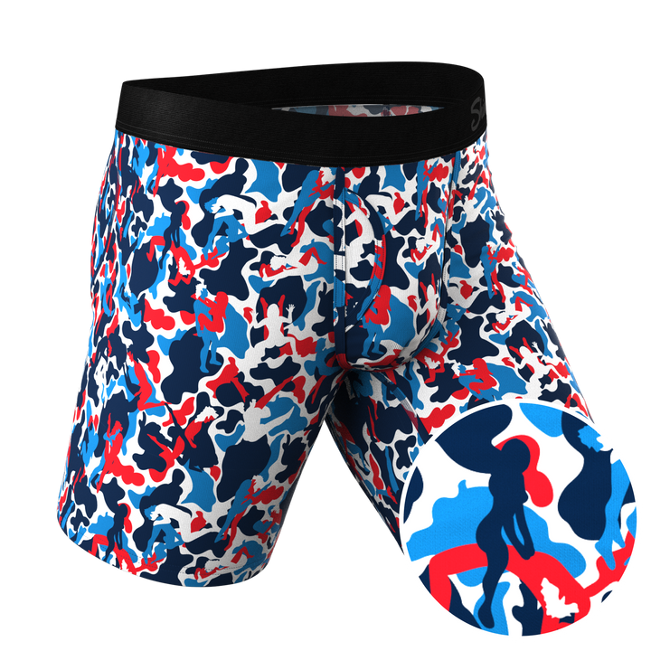 Shinesty The Grand Finale USA Camouflage Long Leg Ball Hammock® Pouch Underwear with Fly