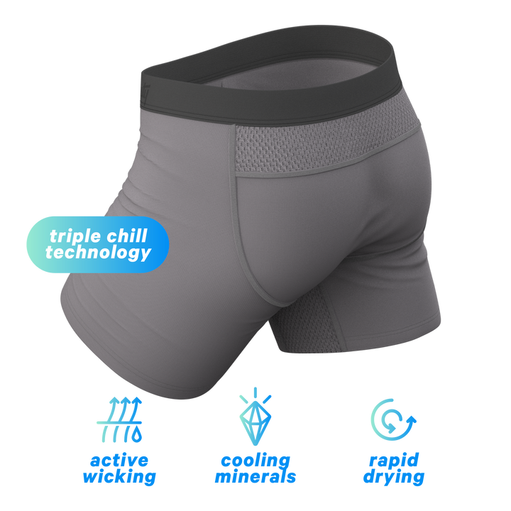 The Gray Wolf Cooling Boxer Briefs | Gray paradICE™ Ball Hammock® Underwear