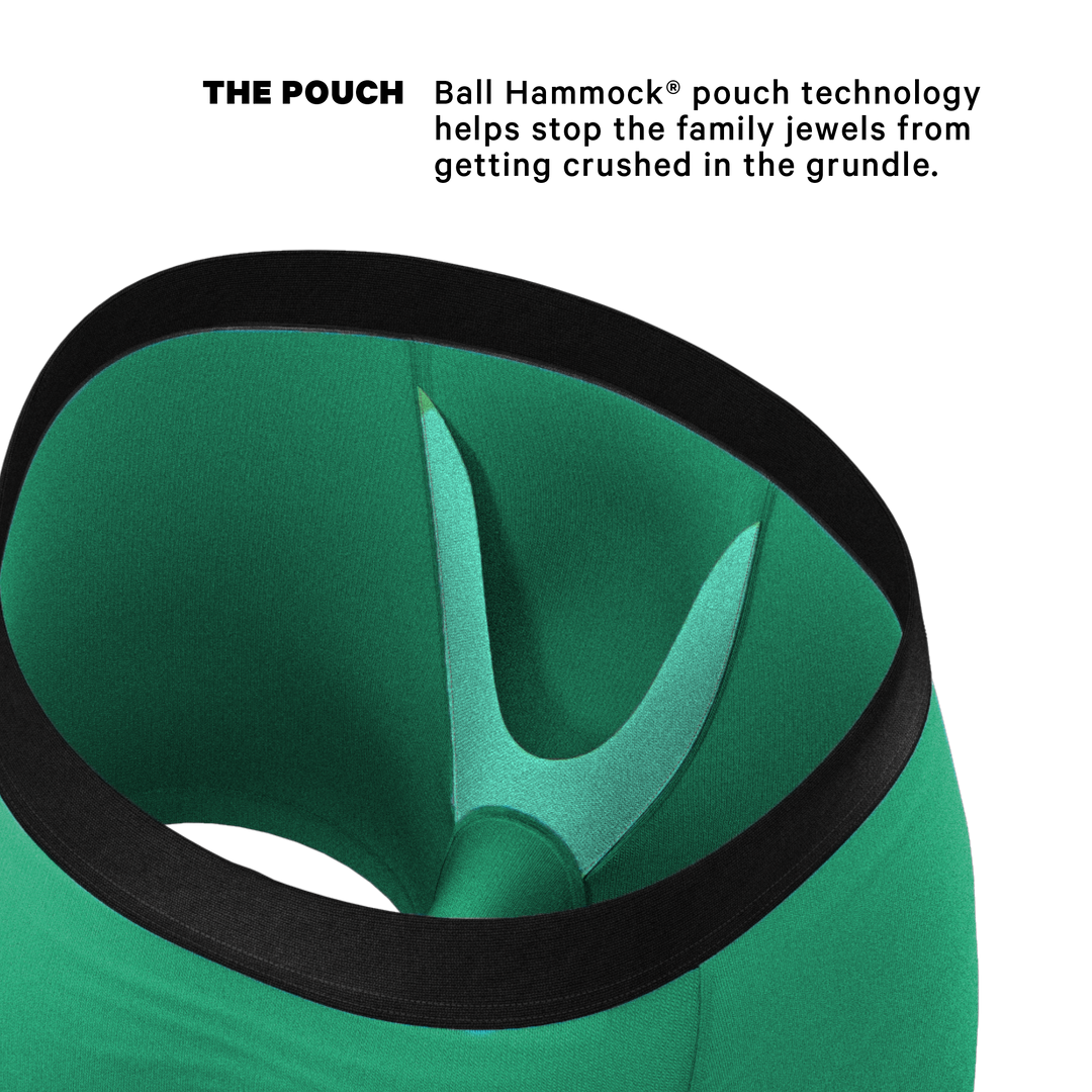The Green Boys: Men's Solid Green Boxer Briefs with Ball Hammock® Pouch Technology
