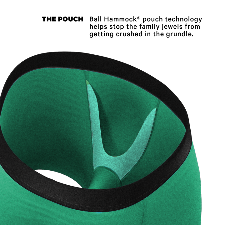 The Green Boys: Men's Solid Green Boxer Briefs with Ball Hammock® Pouch Technology